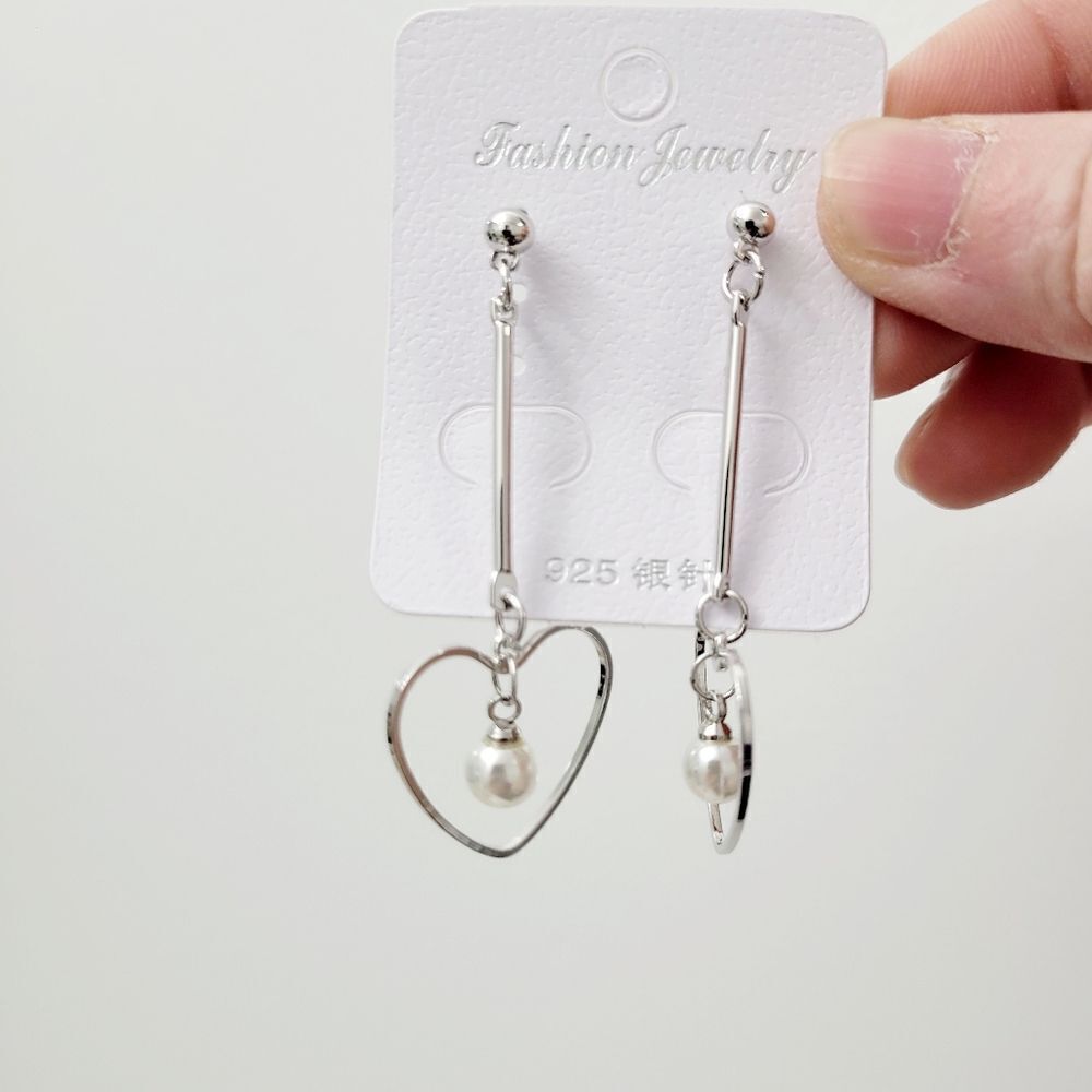 Brand New Silver Heart Pearl Earrings - Picture 4 of 6